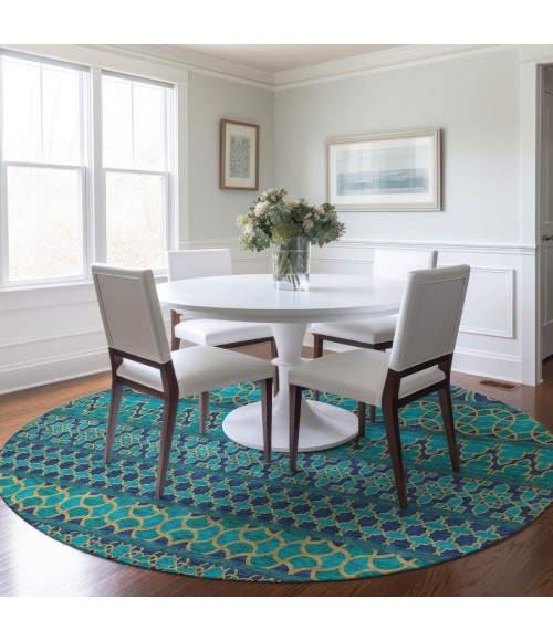 Addison Chantille Rug ACN726-Teal 8 ft. X 8 ft. Round - Rugs Town Addison Chantille ACN726-Teal 8 ft. X 8 ft. Round Rug