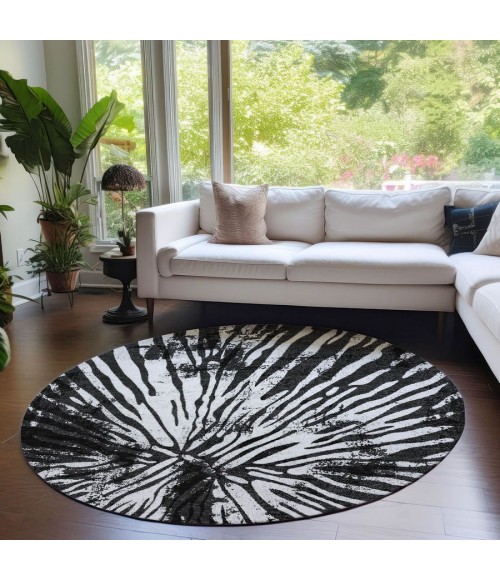 Addison Chantille Rug ACN818-Black 8 ft. X 8 ft. Round - Rugs Town Addison Chantille ACN818-Black 8 ft. X 8 ft. Round Rug