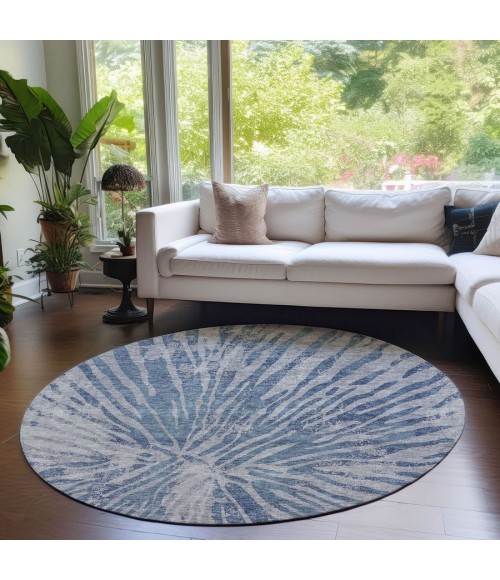 Addison Chantille Rug ACN818-Blue 8 ft. X 8 ft. Round - Rugs Town Addison Chantille ACN818-Blue 8 ft. X 8 ft. Round Rug