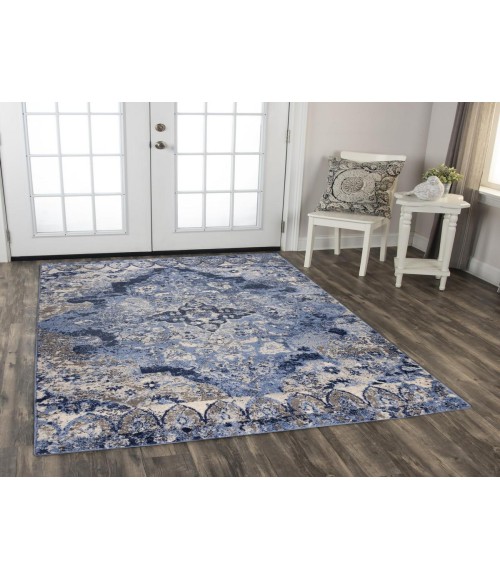 Rugs Town Tapestry Dark Blue Rug TPR105 2 ft. 6 in. X 7 ft. 3 in. Rectangle - Rugs Town Rugs Town Tapestry Dark Blue TPR105 2 ft. 6 in. X 7 ft. 3 in. Rectangle Rug