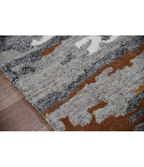 Amer Abstract Glencoe Orange Hand-tufted Wool Blend Area Rug 4'x6'