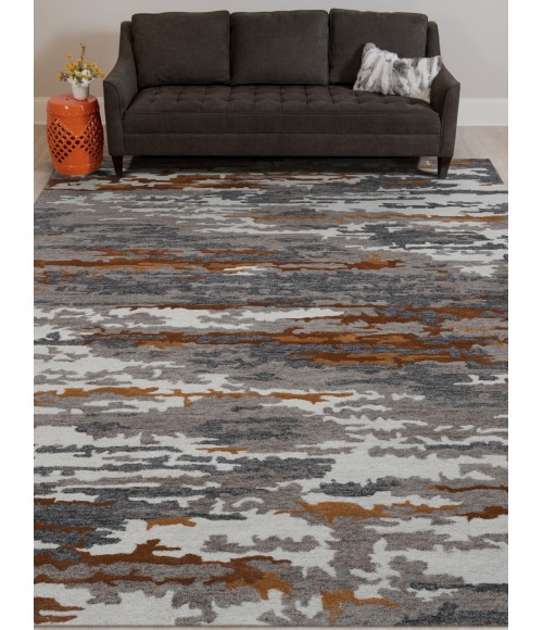 Amer Abstract Glencoe Orange Hand-tufted Wool Blend Area Rug 4'x6'