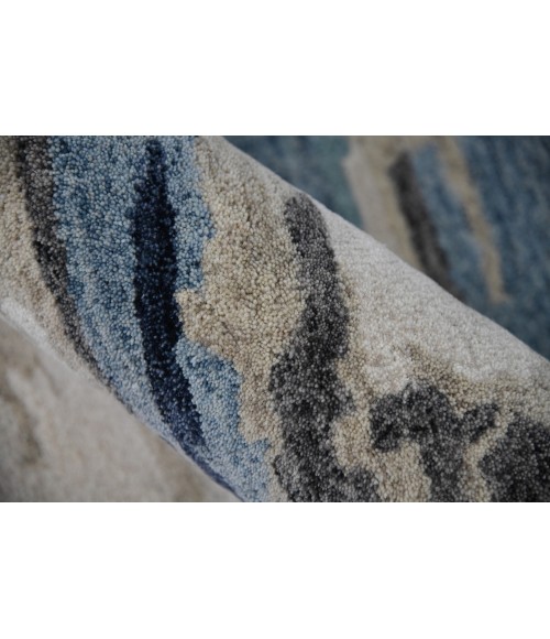 Abstract Area Rug Amer Abstract Gunter Blue Hand-tufted Wool Blend Area Rug 8'x10'