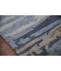 Amer Abstract Gunter Tan/Blue Hand-tufted Wool Blend Area Rug 9'x13'