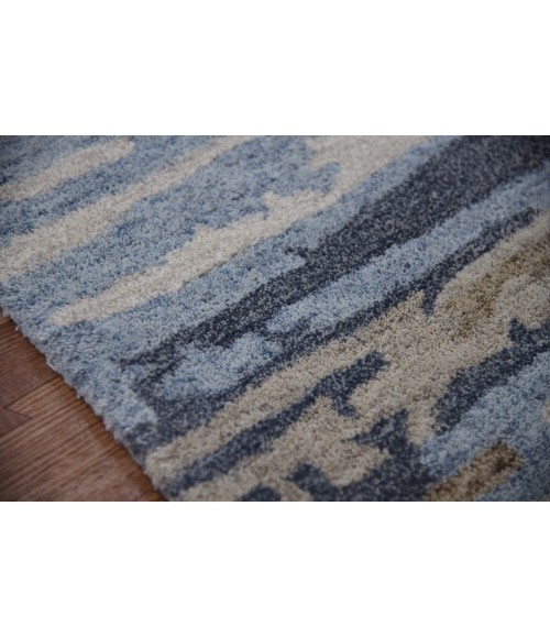 Amer Abstract Gunter Tan/Blue Hand-tufted Wool Blend Area Rug 2'x3'