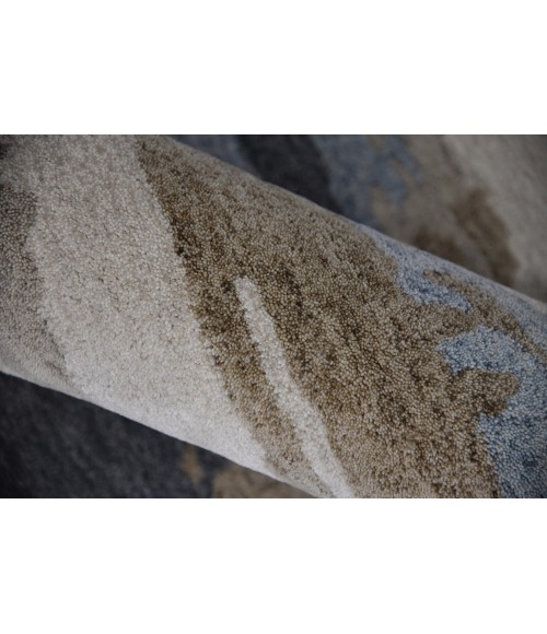 Abstract Area Rug Amer Abstract Gunter Tan/Blue Hand-tufted Wool Blend Area Rug 2'x3'