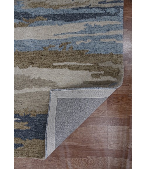 Abstract Area Rug Amer Abstract Gunter Tan/Blue Hand-tufted Wool Blend Area Rug 2'x3'