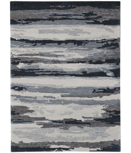 Abstract Area Rug Amer Abstract Gunter Dark Gray Hand-tufted Wool Blend Area Rug 5'x8'