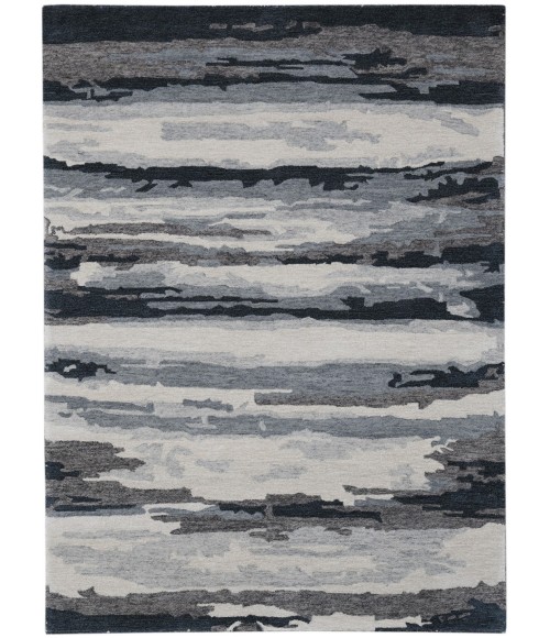 Amer Abstract Gunter Dark Gray Hand-tufted Wool Blend Area Rug 8'x10'