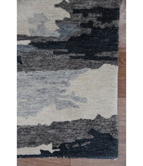 Abstract Area Rug Amer Abstract Gunter Dark Gray Hand-tufted Wool Blend Area Rug 5'x8'