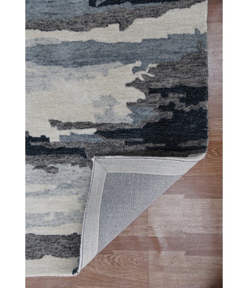 Amer Abstract Gunter Dark Gray Hand-tufted Wool Blend Area Rug 8'x10'