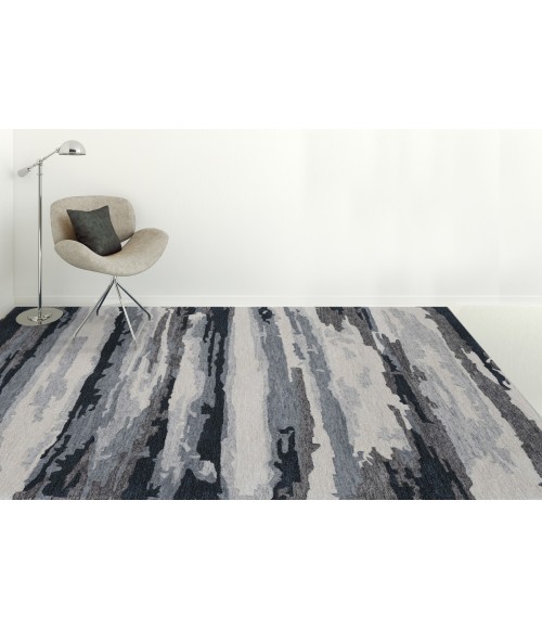 Amer Abstract Gunter Dark Gray Hand-tufted Wool Blend Area Rug 2'x3'