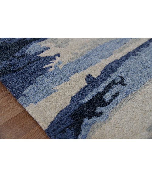 Amer Abstract Gunter Navy Hand-tufted Wool Blend Area Rug 8'x10'