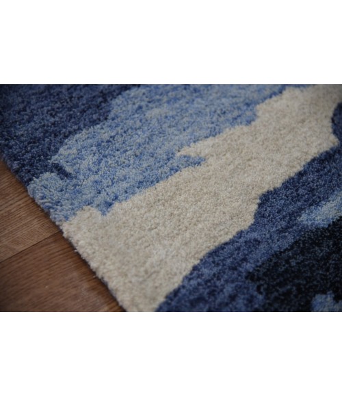 Amer Abstract Gunter Navy Hand-tufted Wool Blend Area Rug 5'x8'