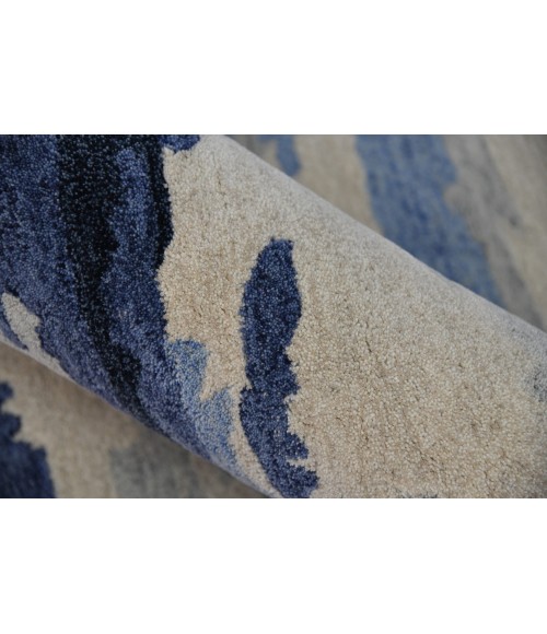 Amer Abstract Gunter Navy Hand-tufted Wool Blend Area Rug 9'x13'