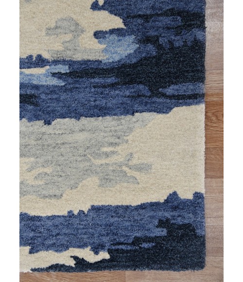 Amer Abstract Gunter Navy Hand-tufted Wool Blend Area Rug 5'x8'