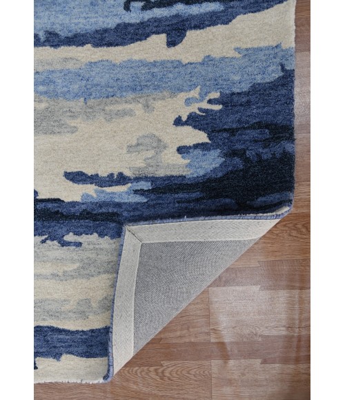 Amer Abstract Gunter Navy Hand-tufted Wool Blend Area Rug 5'x8'