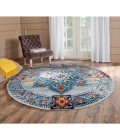 Amer Alexandria Nieve Orange Bordered Round Rug 6'7"x6'7"