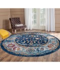 Amer Alexandria Cochise Blue Bordered Round Rug 6'7"x6'7"