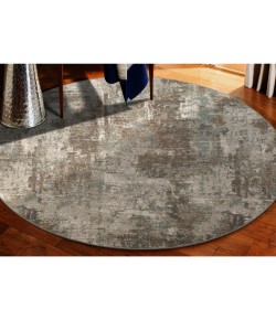 Amer Alpine Bella Light Brown Abstract Round Rug 7'10" x 7'10"