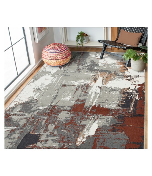 Alpine Ehra Rust Abstract Area Rug