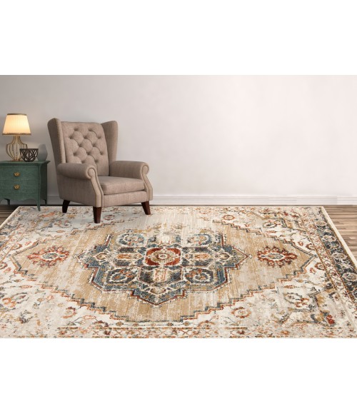 Amer Allure Marmet Gold Medallion Area Rug 7'9"x9'9"