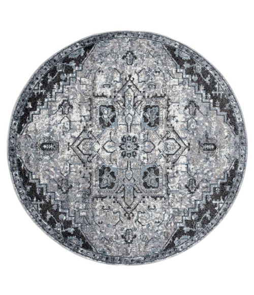 Amer Alexandria Chaves Gray Medallion Round Rug 6'7"x6'7"