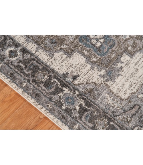 Amer Alexandria Earley Taupe Medallion Area Rug 7'9"x9'9"