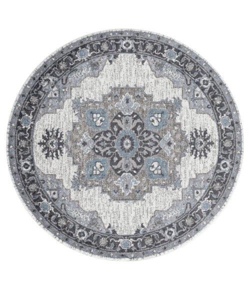 Amer Alexandria Earley Taupe Medallion Round Rug 6'7"x6'7"