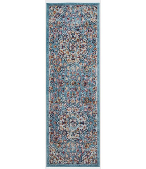 Amer Alexandria Prescott Blue Medallion Runner Rug 2'x6'