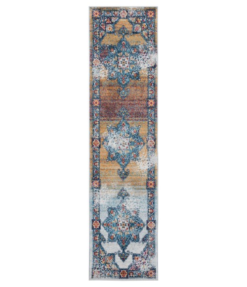 Amer Alexandria Nieve Orange Bordered Runner Rug 2'6"x10'3"