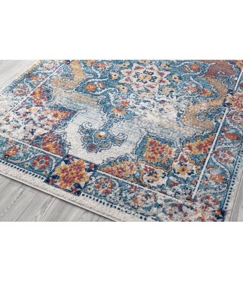 Amer Alexandria Nieve Orange Bordered Area Rug 8'9"x11'9"
