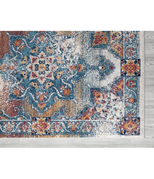 Amer Alexandria Nieve Orange Bordered Area Rug 8'9"x11'9"