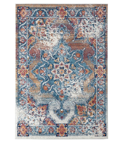 Amer Alexandria Nieve Orange Bordered Area Rug 4'x6'