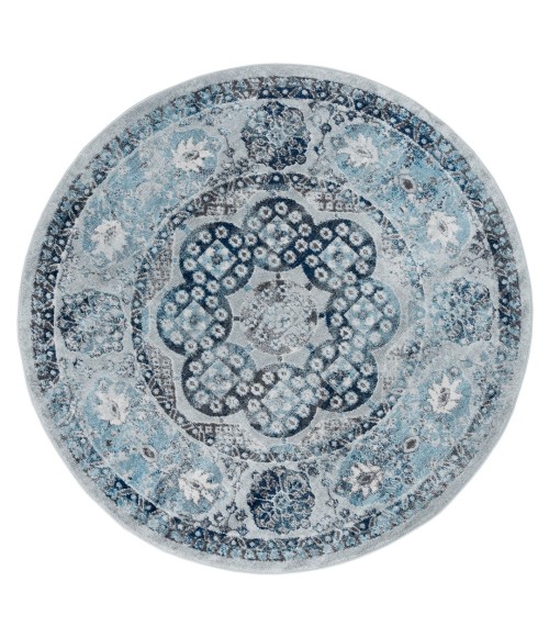 Amer Alexandria Loftus Gray Bordered Round Rug 6'7"x6'7"