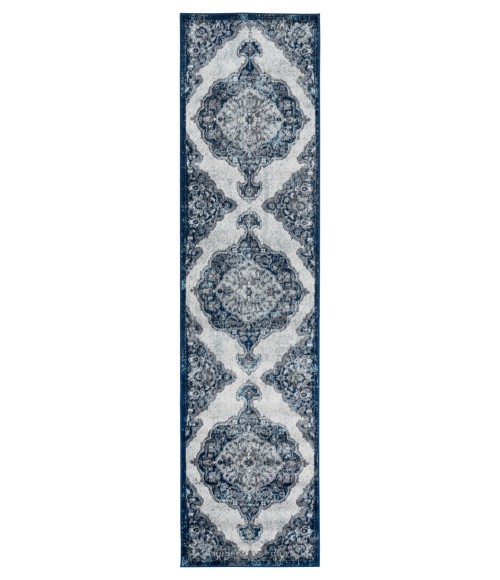 Amer Alexandria Wiltshire Navy Medallion Runner Rug 2'6"x10'3"