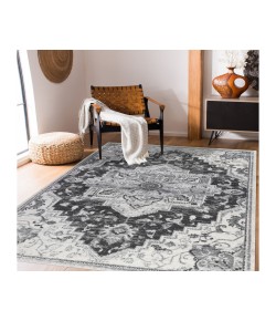 Amer Alexandria Yana Dark Gray Medallion Area Rug 4' x 6'