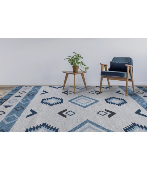 Amer Artifacts Chepa Blue Handmade Flatweave Wool Area Rug 3'x5'