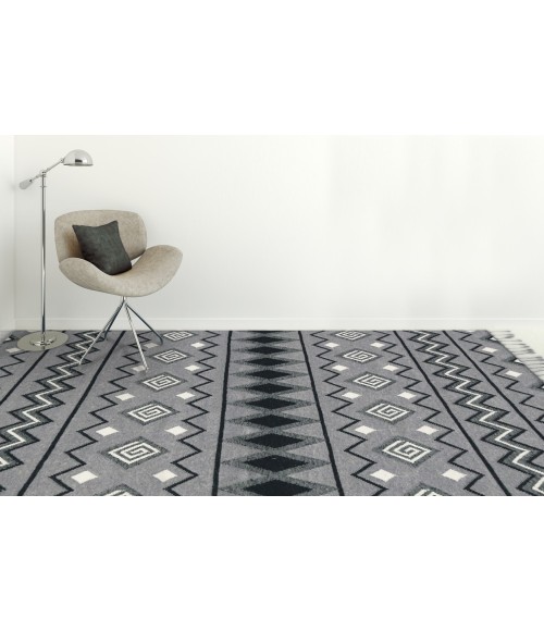 Amer Artifacts Satillo Dove Gray Handmade Flatweave Wool Area Rug 9'x12'