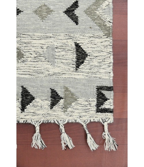 Amer Artifacts Zico Silver Handmade Flatweave Wool Area Rug 3'x5'
