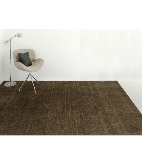 Amer Arizona Rye Solid Chocolate Brown Handwoven Wool Area Rug 4'x6'
