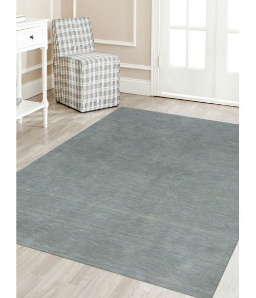Amer Arizona Rye Solid Gray/Blue Handwoven Wool Area Rug 5'x8'