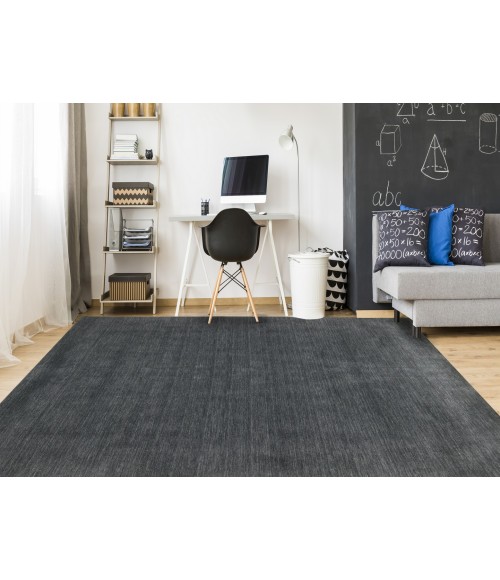 Arizona Area Rug Amer Arizona Rye Solid Dark Gray Handwoven Wool Area Rug 8'x10'