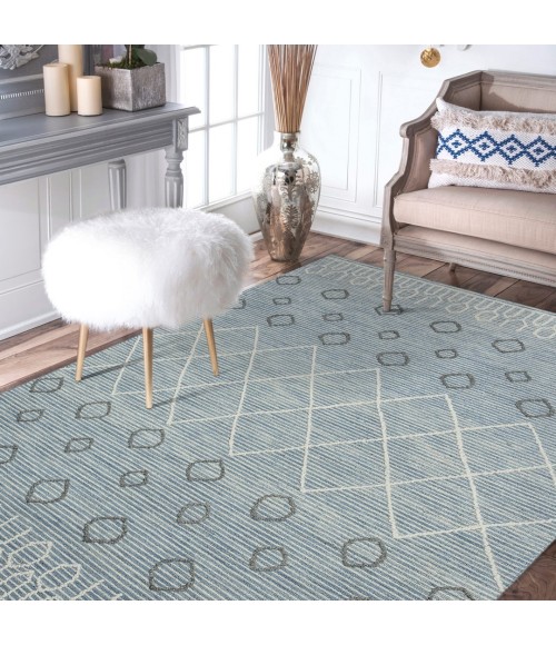 Amer Berlin Lanmore Blue Hand-Hooked Wool Area Rug 8'x10'