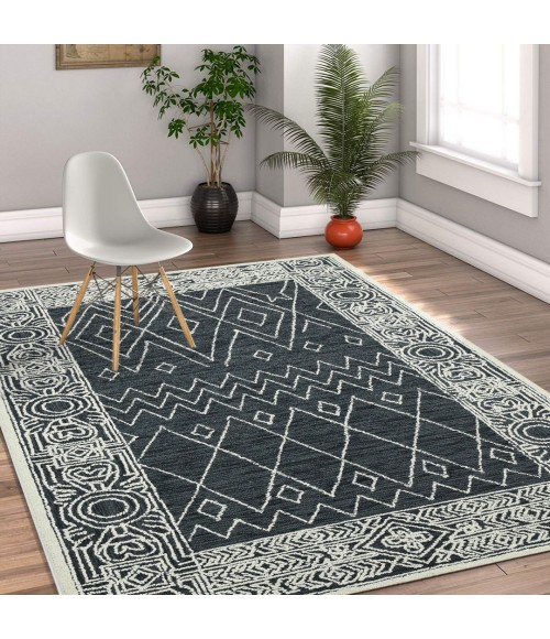 Amer Berlin Suney Charcoal Hand-Hooked Wool Area Rug 8'x10'