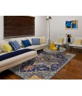 Amer Boho Evreux Blue/Orange Hand-Tufted Wool Area Rug 2'x3'