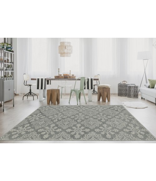 Amer Boston Penswick Light Gray Hand-Tufted Wool Area Rug 7'6"x9'6"