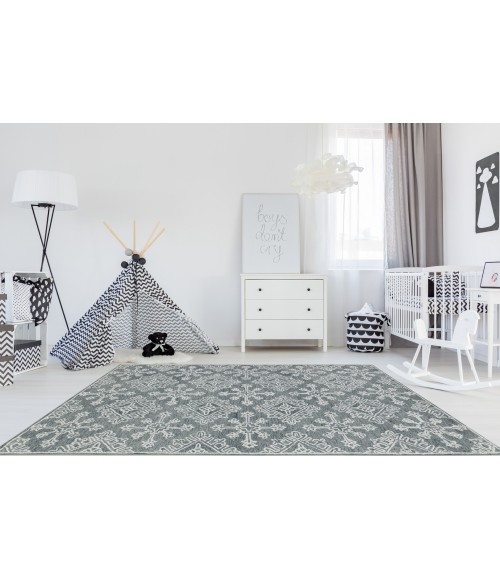 Amer Boston Penswick Graphite Hand-Tufted Wool Area Rug 7'6"x9'6"