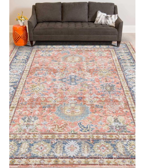Amer Century Reuda Vintage Coral Polyester Runner Rug 2'6"x8'