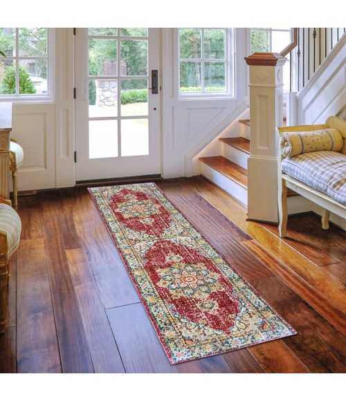 Amer Century Haven Vintage Red Polyester Runner Rug 2'6"x8'